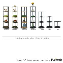 Furinno 99811BK/GY Turn-N-Tube 5 Tier Corner Shelf, Black/Grey