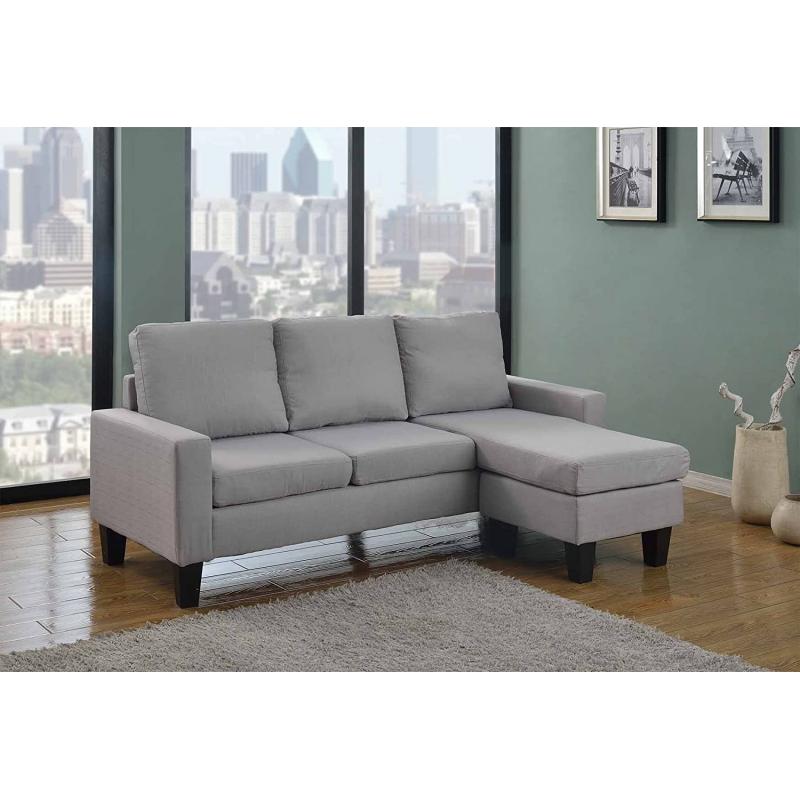 Home Life Linen Cloth Modern Contemporary Upholstered Quality Sectional Left or Right Adjustable Sectional Sofa, Large, Light Grey