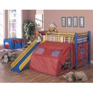 Coaster Bunk Bed with Slide and Tent, Multicolor