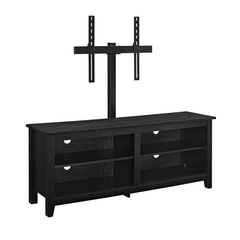 WE Furniture 58" Wood TV Stand Console with Mount, Black