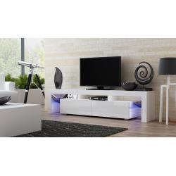 TV Stand MILANO 200 / Modern LED TV Cabinet / Living Room Furniture / Tv Cabinet fit for up to 90-inch TV screens / High Capacity Tv Console for Modern Living Room (White & White)