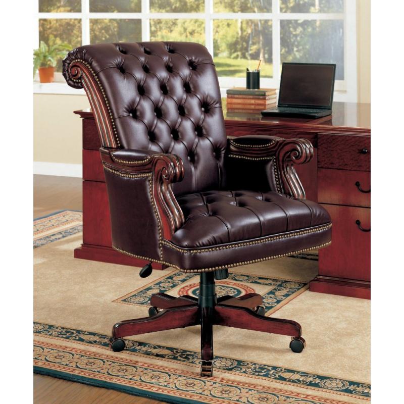 Coaster Traditional Executive Office Chair, Nail head Trim Tufted Back