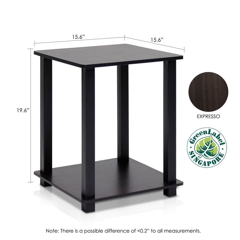 Furinno 12127EX/BK Simplistic End Table, Espresso/Black, Set of 2
