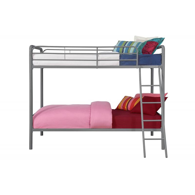 DHP Twin Over Twin, Metal Bunk Bed - Silver