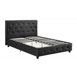 DHP Platform Bed, Dakota Faux Leather Tufted Upholstered Platform Bed - Includes Tufted Upholstered Headboard and Side Rails, Queen Platform Bed - Black