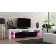 TV Stand MILANO 200 / Modern LED TV Cabinet / Living Room Furniture / Tv Cabinet fit for up to 90-inch TV screens / High Capacity Tv Console for Modern Living Room (White & Violet)