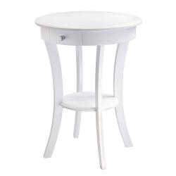 Winsome Wood Sasha Accent Table with Drawer, Curved Legs, White Finish