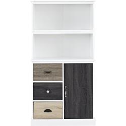 Altra Mercer Storage Bookcase with Multicolored Door and Drawer Fronts, White