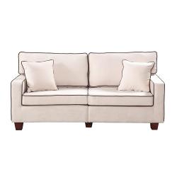 Divano Roma Furniture Collection - Modern Two Tone Velvet Fabric Living Room Love Seat Sofa - Various Colors (Beige)