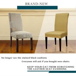 Subrtex Jacquard Stretch Dining Room Chair Slipcovers (4, Beige Jacquard)