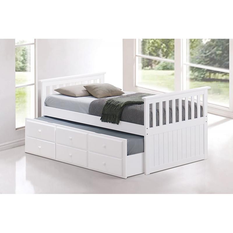 Broyhill Kids Marco Island Captain&#039;s Bed with Trundle Bed and Drawers, White