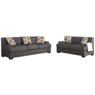 Poundex Montereal 2-Piece Sofa and Loveseat Collection Set with Faux Linen fabric, Ash Black Color