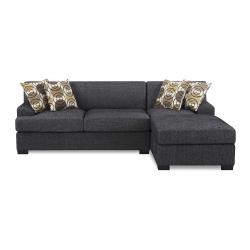 Bobkona Benford 2-Piece Chaise Loveseat Sectional Sofa Collection with Faux Linen, Ash Black