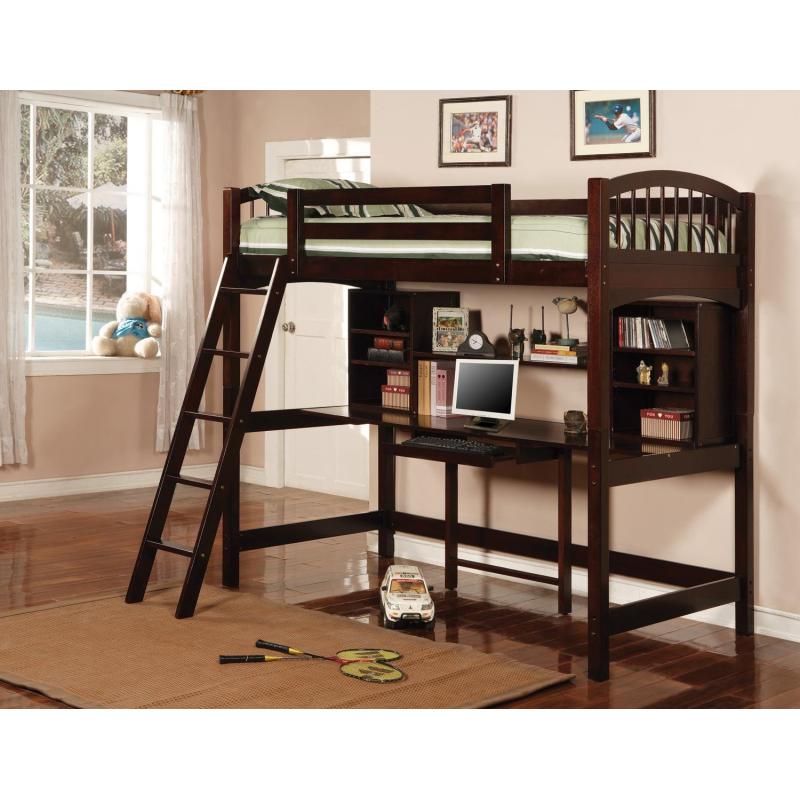 Cappuccino Finish Workstation Bunkbed Bunk Bed PC Desk