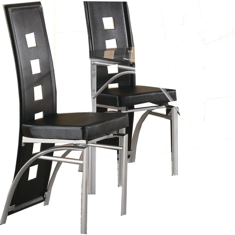 Coaster Home Furnishings Contemporary Dining Chair, Silver/Black, Set of 2