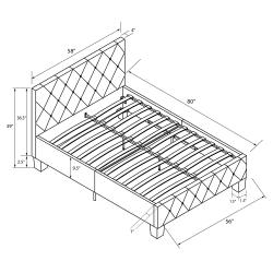 DHP Platform Bed, Dakota Faux Leather Tufted Upholstered Platform Bed - Includes Tufted Upholstered Headboard and Side Rails, Full Platform Bed - Brown