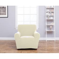Amalio Collection Deluxe Strapless Slipcover. Form Fit, Slip Resistant, Stylish Furniture Shield / Protector Featuring Plush, Heavyweight Fabric. By Home Fashion Designs Brand. (Chair, Ivory)