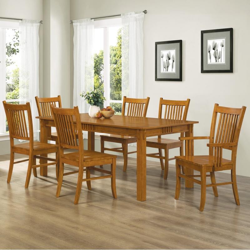 Coaster Home Furnishings 7-Piece Mission Style Solid Hardwood Dining Table & Chairs Set