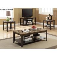 Coaster 3pCoffee Table & End Table Set Faux Marble Top Espresso Finish