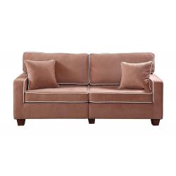 Divano Roma Furniture Collection - Modern Two Tone Velvet Fabric Living Room Love Seat Sofa - Various Colors (Brown)