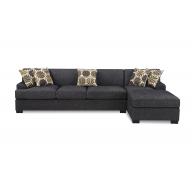 Bobkona Poundex Benford Collection Faux Linen Chaise Sofa, 2-Piece, Ash Black