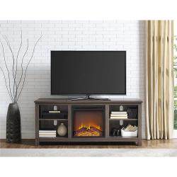 Altra Furniture Altra Edgewood TV Console with Fireplace for Tvsup To 60", Distressed Brown Oak