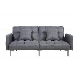 Divano Roma Furniture Collection - Modern Plush Tufted Linen Fabric Splitback Living Room Sleeper Futon (Dark Grey)
