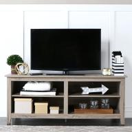 WE Furniture 58" Wood TV Stand Storage Console, Driftwood