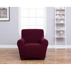 Amalio Collection Deluxe Strapless Slipcover. Form Fit, Slip Resistant, Stylish Furniture Shield / Protector Featuring Plush, Heavyweight Fabric. By Home Fashion Designs Brand. (Chair, Wine)