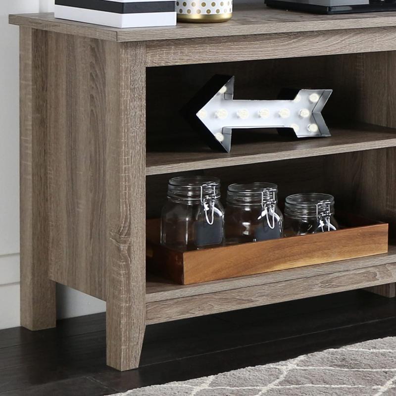 WE Furniture 58" Wood TV Stand Storage Console, Driftwood