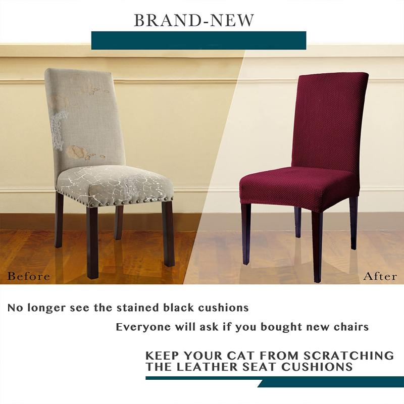 Subrtex Jacquard Stretch Dining Room Chair Slipcovers (2, Wine Jacquard)