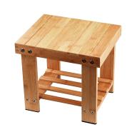 IPOW Multfunctional Small Bamboo Step Stool Seat w/ Storage Shelf For Kids Leisure Assembly Needed,Durable,Anti-Slip,Lightweight for bathroom,living room,bedroom,garden etc,Bonus Foot Pads