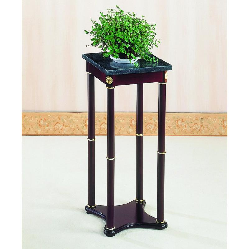 Coaster Green Snack Table / Plant Stand, Marble Top with A Cherry Finish Base, Square