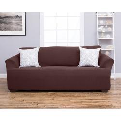 Amalio Collection Deluxe Strapless Slipcover. Form Fit, Slip Resistant, Stylish Furniture Shield / Protector Featuring Plush, Heavyweight Fabric. By Home Fashion Designs Brand. (Sofa, Chocolate)