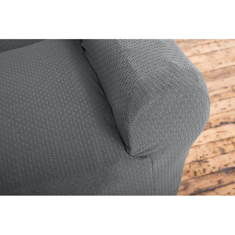 Amalio Collection Deluxe Strapless Slipcover. Form Fit, Slip Resistant, Stylish Furniture Shield / Protector Featuring Plush, Heavyweight Fabric. By Home Fashion Designs Brand. (Chair, Gray)