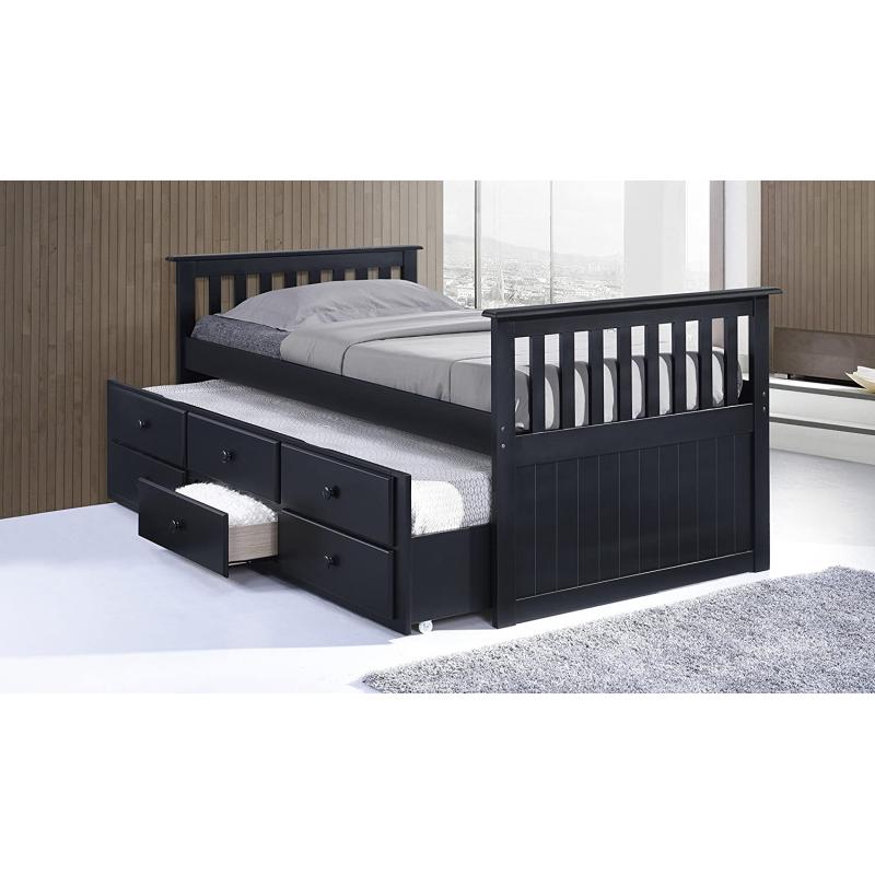 Broyhill Kids Marco Island Captain&#039;s Bed with Trundle Bed and Drawers, Twin, Black