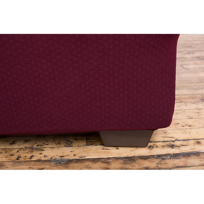 Amalio Collection Deluxe Strapless Slipcover. Form Fit, Slip Resistant, Stylish Furniture Shield / Protector Featuring Plush, Heavyweight Fabric. By Home Fashion Designs Brand. (Sofa, Wine)