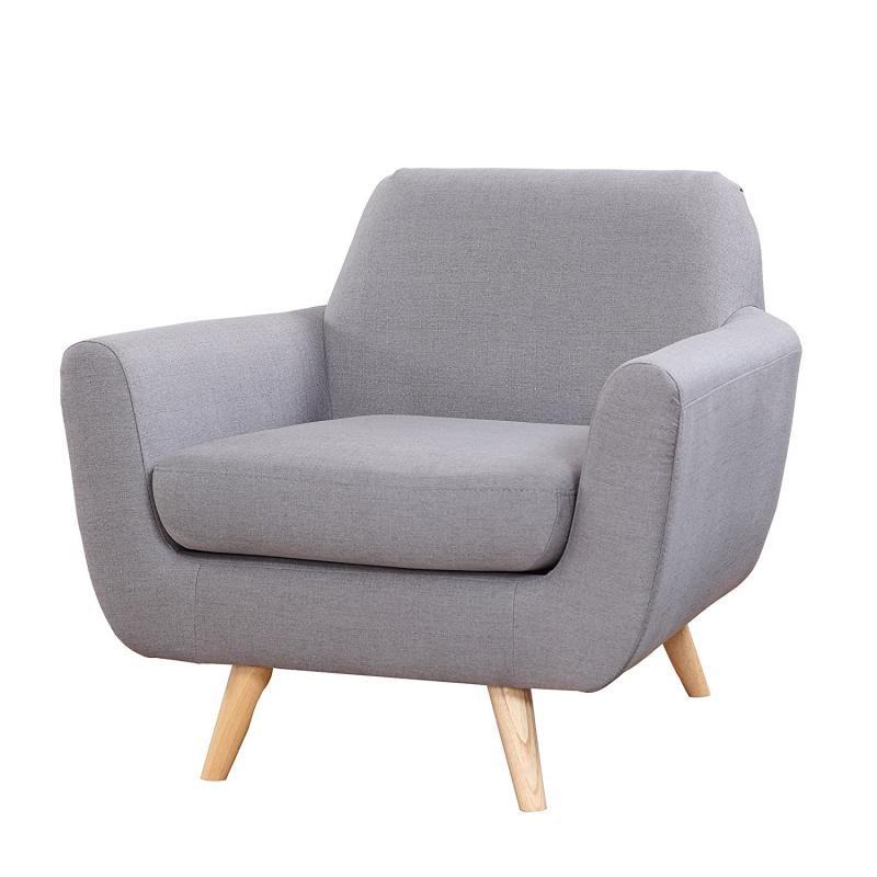 Mid Century Modern Linen Fabric Living Room Accent Chair (Light Grey)