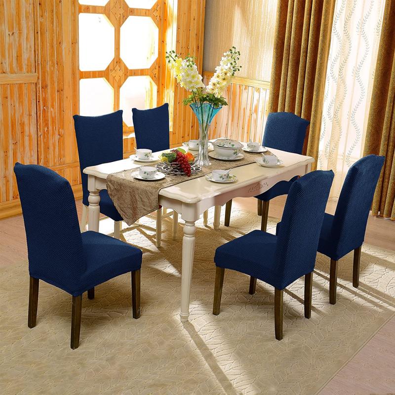 Subrtex Jacquard Stretch Dining Room Chair Slipcovers (2, Blue Jacquard)