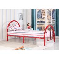 Roundhill Furniture Belledica Metal Bed Set with Headboard, Red, Twin
