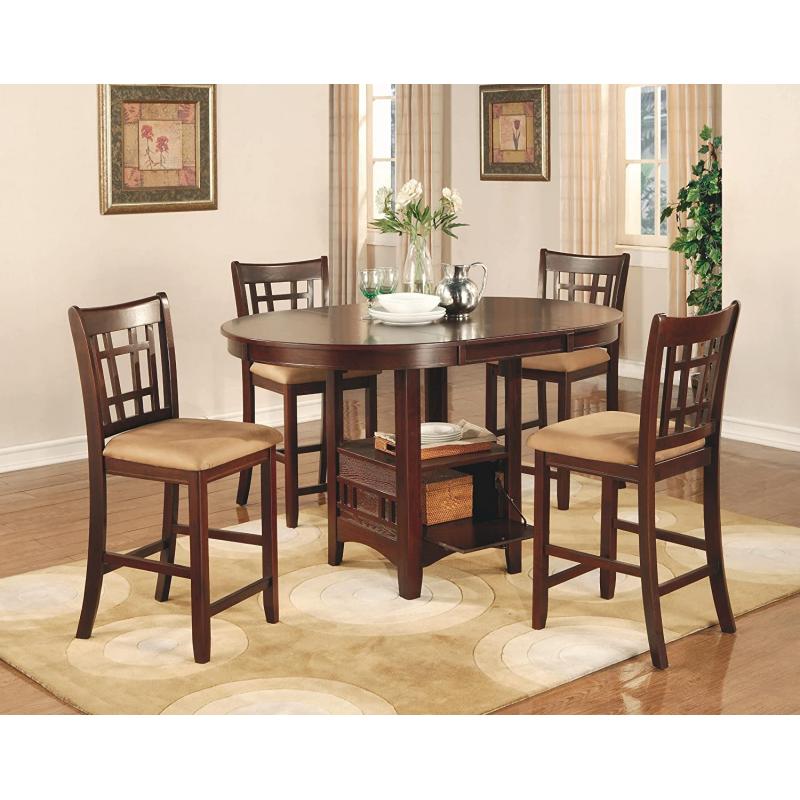 Coaster Lavon 5 Piece Counter Table and Chair Set in Cherry