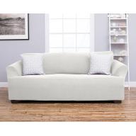 Amalio Collection Deluxe Strapless Slipcover. Form Fit, Slip Resistant, Stylish Furniture Shield / Protector Featuring Plush, Heavyweight Fabric. By Home Fashion Designs Brand. (Sofa, Ivory)