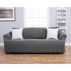 Amalio Collection Deluxe Strapless Slipcover. Form Fit, Slip Resistant, Stylish Furniture Shield / Protector Featuring Plush, Heavyweight Fabric. By Home Fashion Designs Brand. (Sofa, Gray)