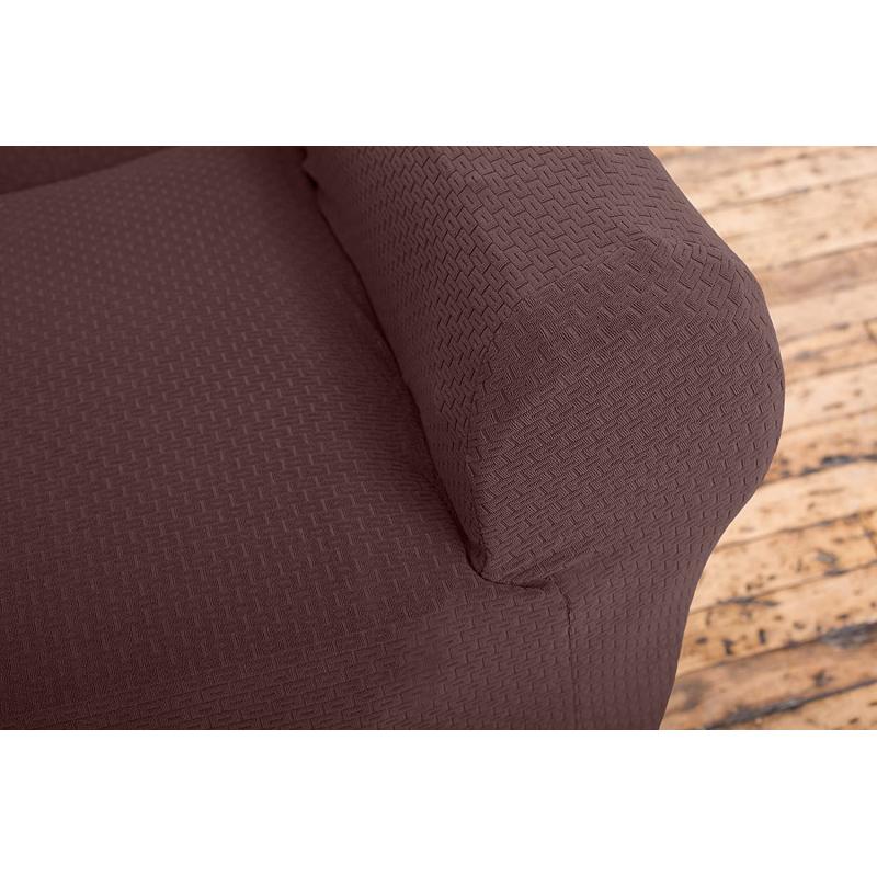Amalio Collection Deluxe Strapless Slipcover. Form Fit, Slip Resistant, Stylish Furniture Shield / Protector Featuring Plush, Heavyweight Fabric. By Home Fashion Designs Brand. (Chair, Chocolate)