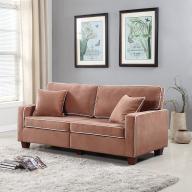 Divano Roma Furniture Collection - Modern Two Tone Velvet Fabric Living Room Love Seat Sofa - Various Colors (Brown)