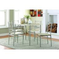 Coaster 100035 Home Furnishings 5 Piece Dining Set, Brushed Silver
