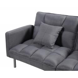 Divano Roma Furniture Collection - Modern Plush Tufted Linen Fabric Splitback Living Room Sleeper Futon (Dark Grey)