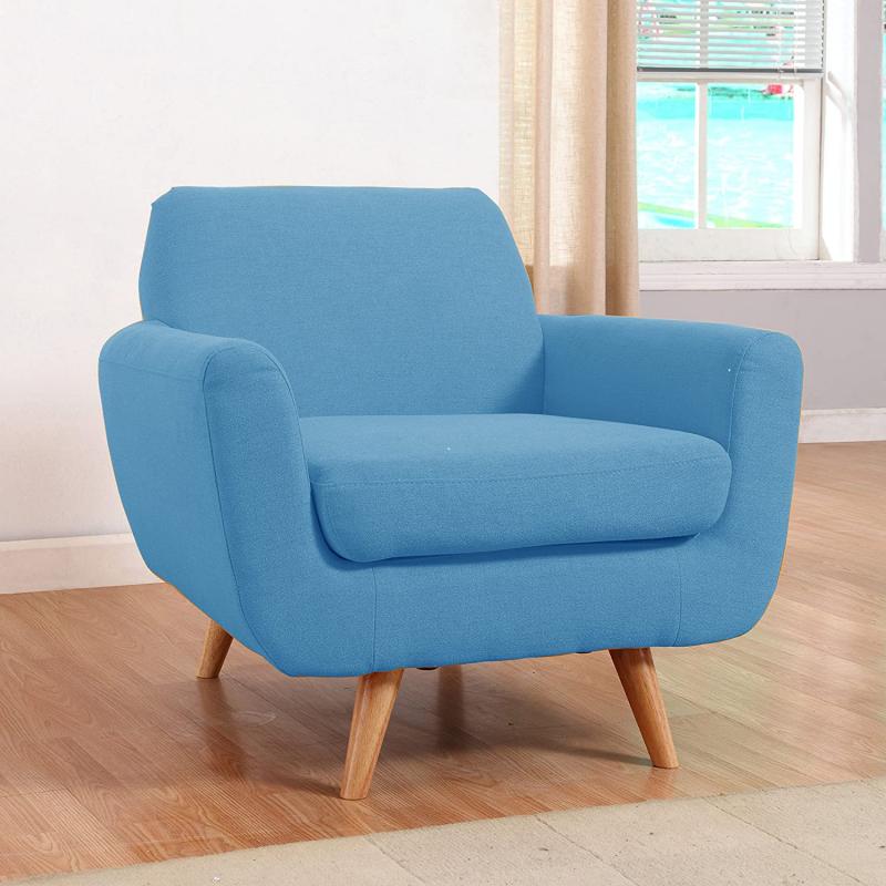 Divano Roma Furniture - Modern Mid Century Linen Accent Chair (blue)