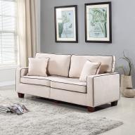 Divano Roma Furniture Collection - Modern Two Tone Velvet Fabric Living Room Love Seat Sofa - Various Colors (Beige)