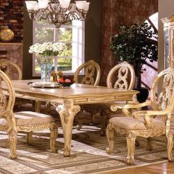 Furniture of America 7 pc tuscany iii antique white finish wood elegant formal style dining table set with intricate designs